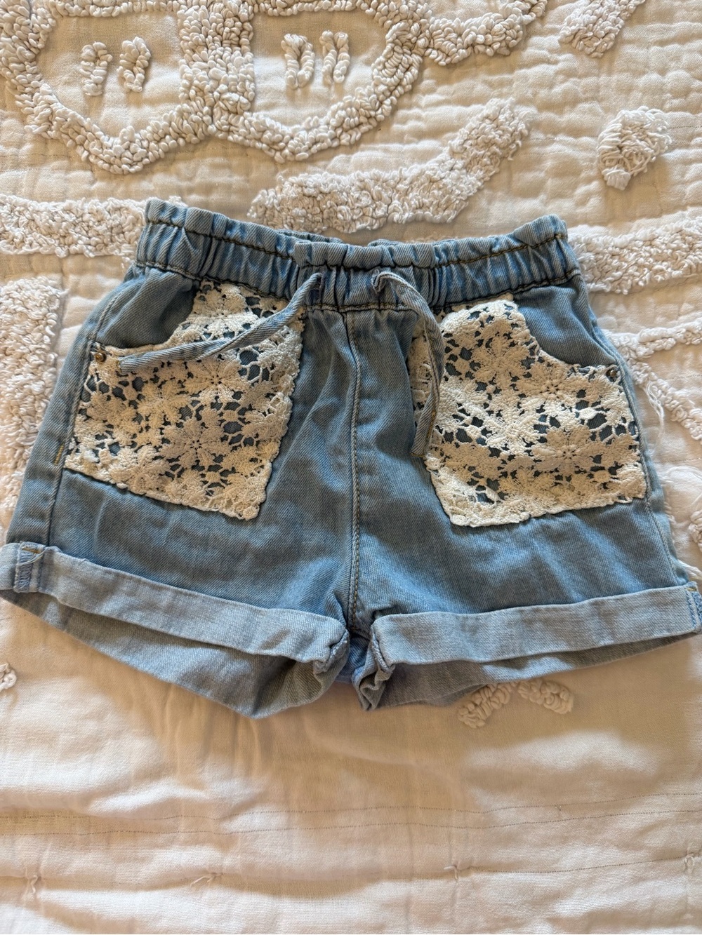 Zara baby girl denim and lace shorts 2t